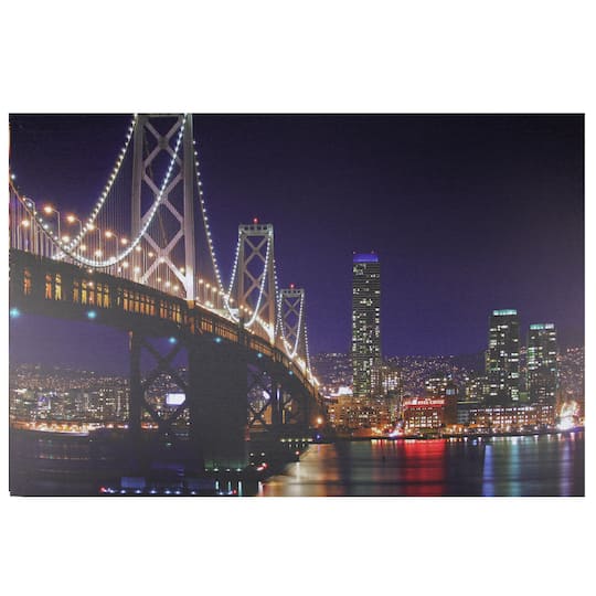 Northlight; LED San Francisco Oakland Bay Bridge Canvas Wall Art; Category:Canvas Art; Image:1